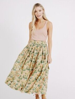 Mirth Caftans Floral Maxi Skirt Sz M